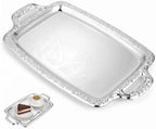 Metal Serving Tray, Silver Large Rectangular Antique Serving Platter, European Retro Style Tray for Cookies