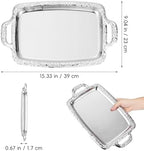 Metal Serving Tray, Silver Large Rectangular Antique Serving Platter, European Retro Style Tray for Cookies, alternate view 3