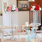 Metal Silver Flower Stands for Centerpieces - 21.88" Tall Wedding Decor Flower Vases, Elegant Floral Crystal, alternate view