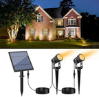 Metal Solar Spot Lights Outdoor with 9.8ft Cable Solar Powered Landscape Lighting Low Voltage IP65 Waterproof