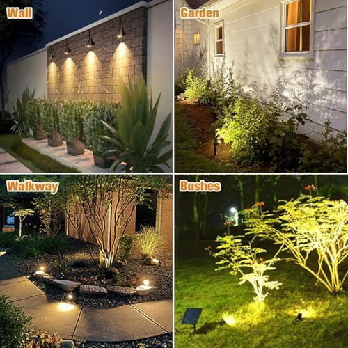 Metal Solar Spot Lights Outdoor with 9.8ft Cable Solar Powered Landscape Lighting Low Voltage IP65 Waterproof, alternate view