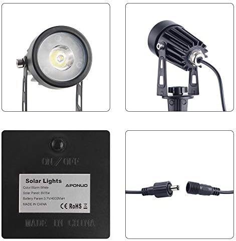 Metal Solar Spot Lights Outdoor with 9.8ft Cable Solar Powered Landscape Lighting Low Voltage IP65 Waterproof, alternate view