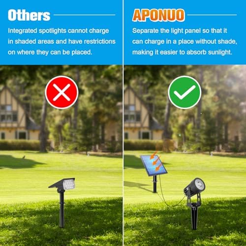 Metal Solar Spot Lights Outdoor with 9.8ft Cable Solar Powered Landscape Lighting Low Voltage IP65 Waterproof, alternate view