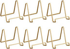 . Metal Square Wire Easel, Decorative Plate Holder, Book Display Stand, Set of 6, Gold Color, Medium Sized
