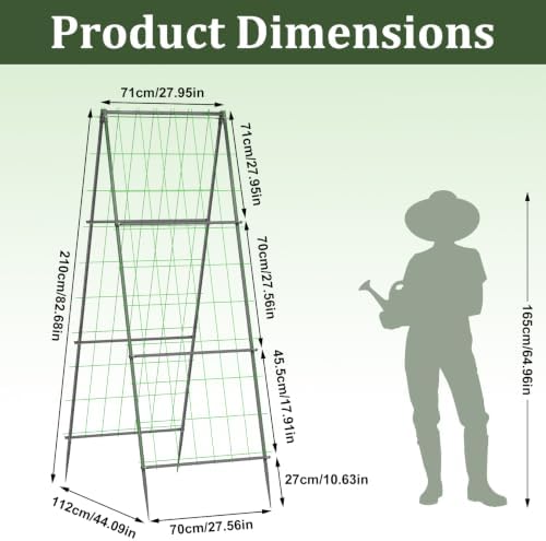 Metal Tall Garden Trellis for Climbing Plants Outdoor 2 Pack 82"x27" in Green, alternate view 2