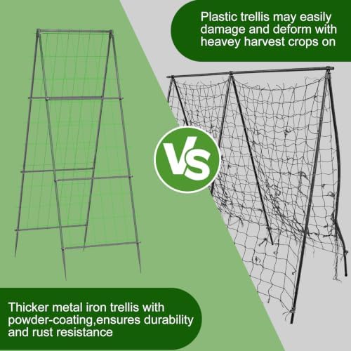 Metal Tall Garden Trellis for Climbing Plants Outdoor 2 Pack 82"x27" in Green, alternate view 3