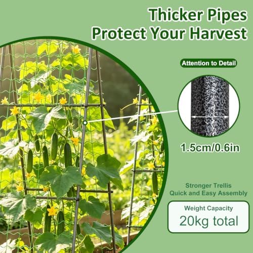 Metal Tall Garden Trellis for Climbing Plants Outdoor 2 Pack 82"x27" in Green, alternate view 5