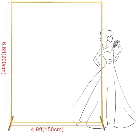 Metal Wedding Arch Backdrop Stand 6.6x5 FT Gold Square Balloon Arch Frame for Wedding, Birthday Party, Baby, alternate view 2