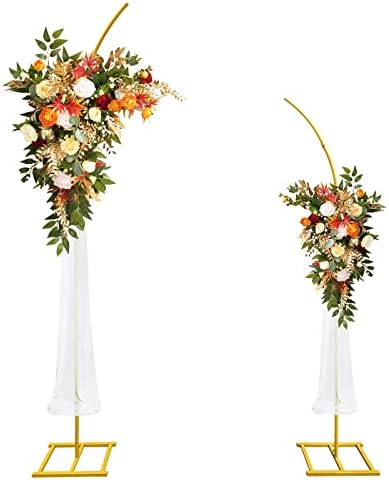 Metal Wedding Arch Stand, Set of 2 Gold Curved Top Arch Backdrop Stand Wedding Arches for Ceremony Birthday