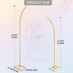 Metal Wedding Arch Stand, Set of 2 Gold Curved Top Arch Backdrop Stand Wedding Arches for Ceremony Birthday, alternate view 2