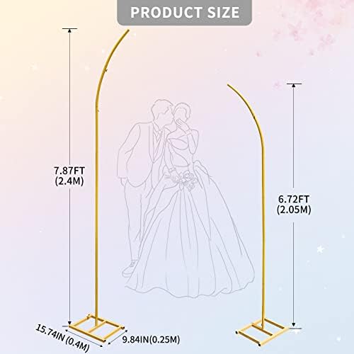 Metal Wedding Arch Stand, Set of 2 Gold Curved Top Arch Backdrop Stand Wedding Arches for Ceremony Birthday, alternate view 2