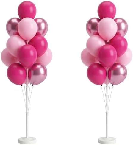 Metallic Chrome Pink Balloon Tower Stand Sticks with Water Base&Pole For Party Decor in 2 Count (Pack of 1) in