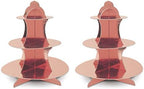 Metallic Cupcake Stands 2 Piece Birthday Party Supplies Wedding Anniversary Tableware Centerpiece in Rose Gold