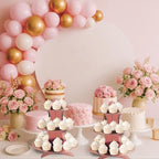 Metallic Cupcake Stands 2 Piece Birthday Party Supplies Wedding Anniversary Tableware Centerpiece in Rose Gold, alternate