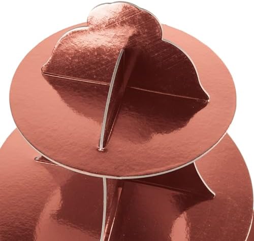 Metallic Cupcake Stands 2 Piece Birthday Party Supplies Wedding Anniversary Tableware Centerpiece in Rose Gold, alternate
