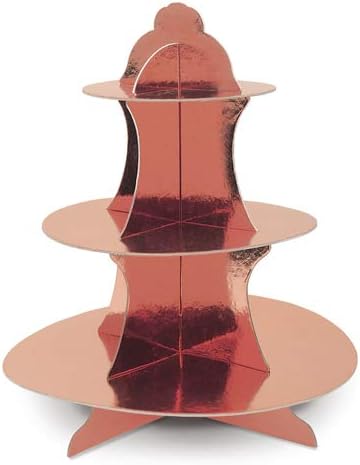 Metallic Cupcake Stands 2 Piece Birthday Party Supplies Wedding Anniversary Tableware Centerpiece in Rose Gold, alternate