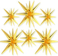 Metallic Gold Star Spike Foil Helium Mylar Balloons 6pcs in 6 PCS - 27&22 Inch in Gold