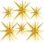 Metallic Gold Star Spike Foil Helium Mylar Balloons 6pcs in 6 PCS - 27&22 Inch in Gold