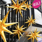 Metallic Gold Star Spike Foil Helium Mylar Balloons 6pcs in 6 PCS - 27&22 Inch in Gold, alternate view 2