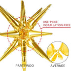 Metallic Gold Star Spike Foil Helium Mylar Balloons 6pcs in 6 PCS - 27&22 Inch in Gold, alternate view 4