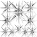 Metallic Silver Star Spike Balloons 10pcs Explosion Foil Balloons in 10 PCS - 42&27&22 Inch in Silver