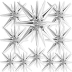 Metallic Silver Star Spike Balloons 10pcs Explosion Foil Balloons in 10 PCS - 42&27&22 Inch in Silver