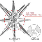 Metallic Silver Star Spike Balloons 10pcs Explosion Foil Balloons in 10 PCS - 42&27&22 Inch in Silver, alternate view 4