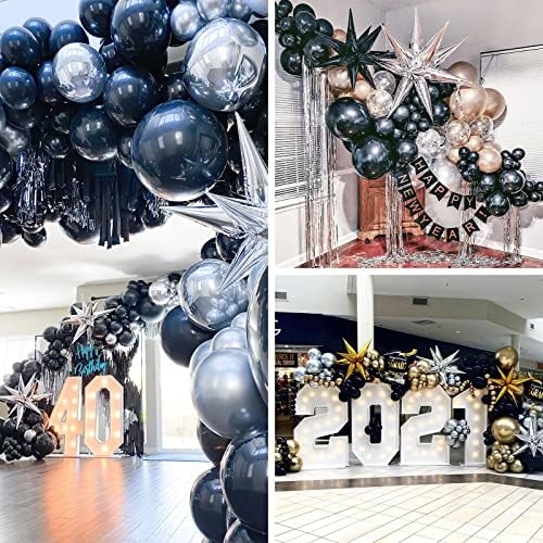 Metallic Silver Star Spike Foil Helium Balloons 6pcs in 6 PCS - 27&22 Inch in Silver, alternate view 5