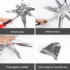 Metallic Silver Star Spike Foil Helium Balloons 6pcs in 6 PCS - 27&22 Inch in Silver, alternate view 6