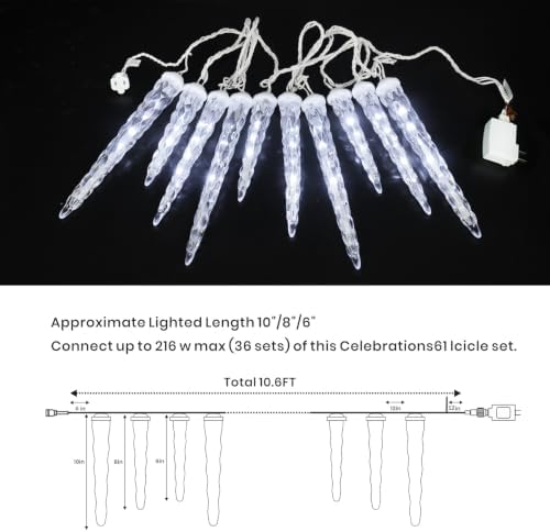 Meteor Shower Christmas Light for Outside 61LED Crystal Snow Falling Icicle, alternate view 2