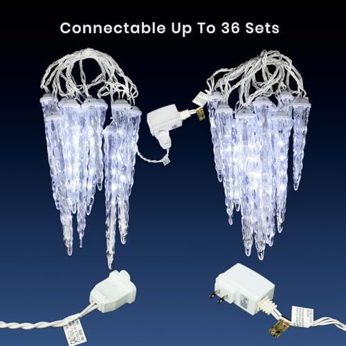 Meteor Shower Christmas Light for Outside 61LED Crystal Snow Falling Icicle, alternate view 3
