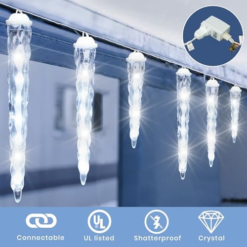 Meteor Shower Christmas Light for Outside 61LED Crystal Snow Falling Icicle, alternate view 4