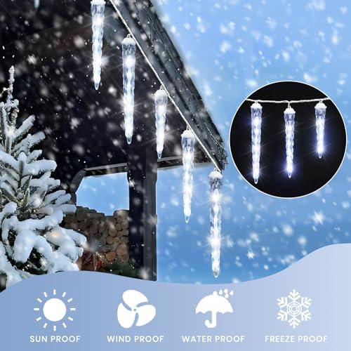 Meteor Shower Christmas Light for Outside 61LED Crystal Snow Falling Icicle, alternate view 6
