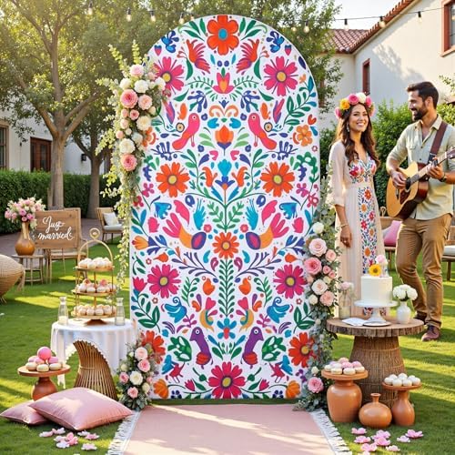Mexican Arch Backdrop Cover, 7.2 x 4FT, for Birthday and Baby Shower Party in 7.2FT in Mexican style