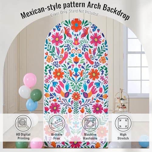 Mexican Arch Backdrop Cover, 7.2 x 4FT, for Birthday and Baby Shower Party in 7.2FT in Mexican style, alternate view 2