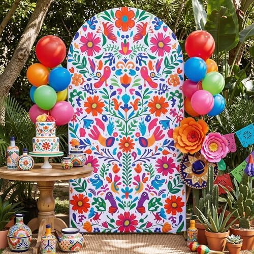 Mexican Arch Backdrop Cover, 7.2 x 4FT, for Birthday and Baby Shower Party in 7.2FT in Mexican style, alternate view 6