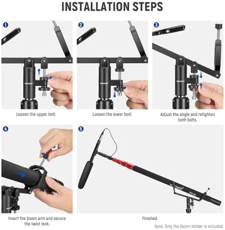 Mic Boom Pole Support Holder with 5/8" Stud for Light Stand Boom Arm, alternate view 6