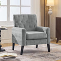 Mid Century Modern Accent Chairs, Grey Chenille Office Chair for Reception - Tufted Upholstered Club Chair for