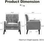 Mid Century Modern Accent Chairs, Grey Chenille Office Chair for Reception - Tufted Upholstered Club Chair for, alternate