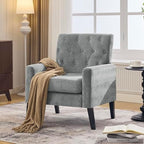 Mid Century Modern Accent Chairs, Grey Chenille Office Chair for Reception - Tufted Upholstered Club Chair for, alternate