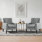 Mid Century Modern Accent Chairs Set of 2, Grey Chenille Office Chair for Reception - Tufted Upholstered Club