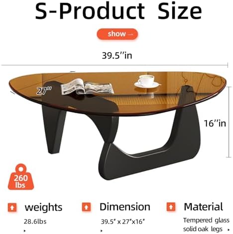 Mid Century Modern Glass Coffee Table, Coffee Table for Living Room, Triangle Coffee Tables, Suitable for, alternate view 2