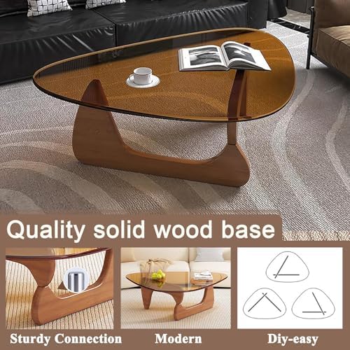 Mid Century Modern Glass Coffee Table, Coffee Table for Living Room, Triangle Coffee Tables, Suitable for, alternate view 3