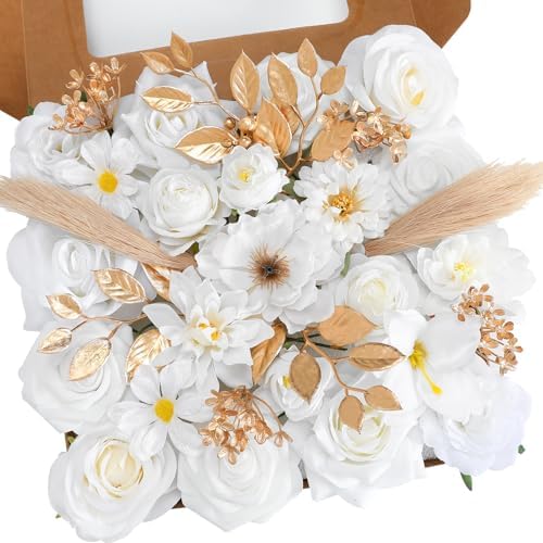 Milk White Artificial Flowers Combo for Wedding & Home Decor in Milk White