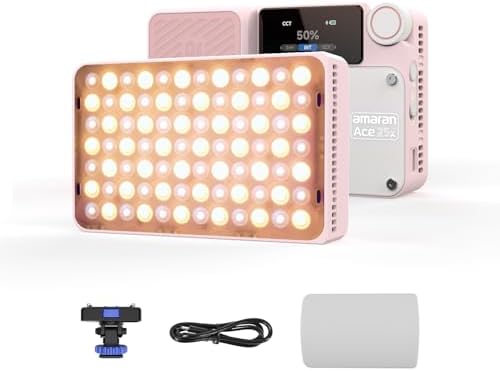 mini Bi Coloer on Camera Video Light Kit with Carring case Holder (Single-Pink)