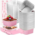 Mini Cake Pans with Lids, 300 Pack Pink 5oz for Bake Sales in 5 oz in Pink