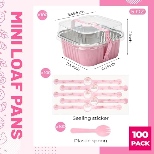 Mini Cake Tins, Pink 100 Pack for Parties in 5 oz in Pink, alternate view 3