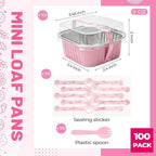 Mini Cake Tins, Pink 100 Pack for Parties in 5 oz in Pink, alternate view 3