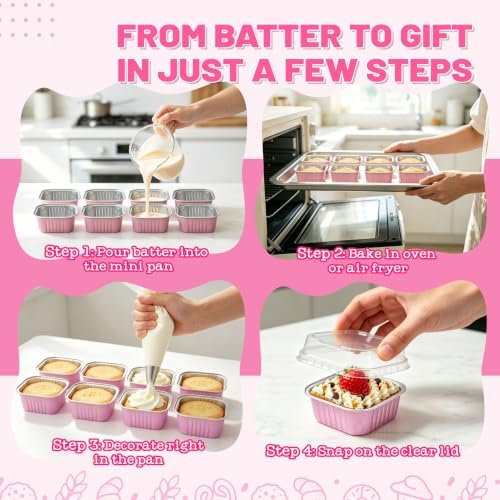 Mini Cake Tins, Pink 100 Pack for Parties in 5 oz in Pink, alternate view 4