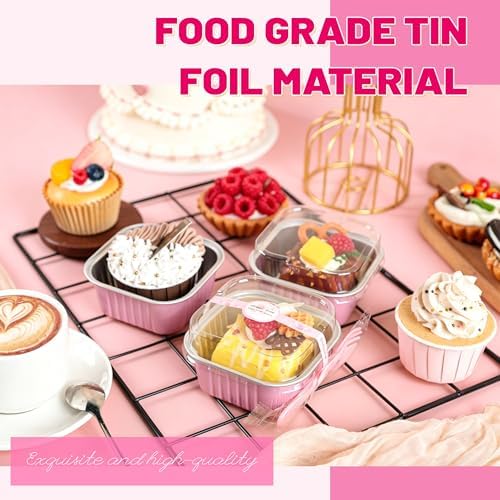 Mini Cake Tins, Pink 100 Pack for Parties in 5 oz in Pink, alternate view 6
